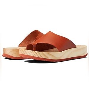 FREE PEOPLE Woodlands Platform Leather Wood Clog Sandal Apricot 39 NEW Artisan
